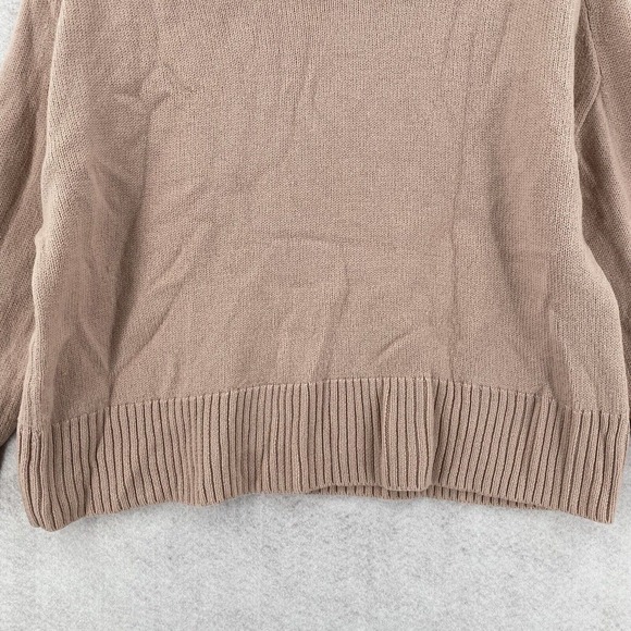 Aritzia Babaton Sweater Womens LARGE Cowl neck Cropped Beige Merino‎ Wool - Picture 4 of 15